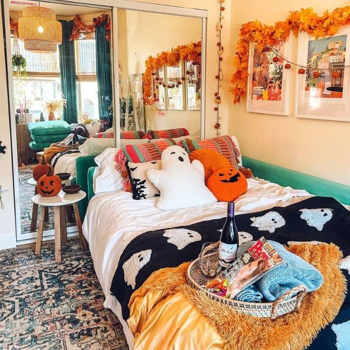 Cozy Fall Lounge with Ghostly Touch