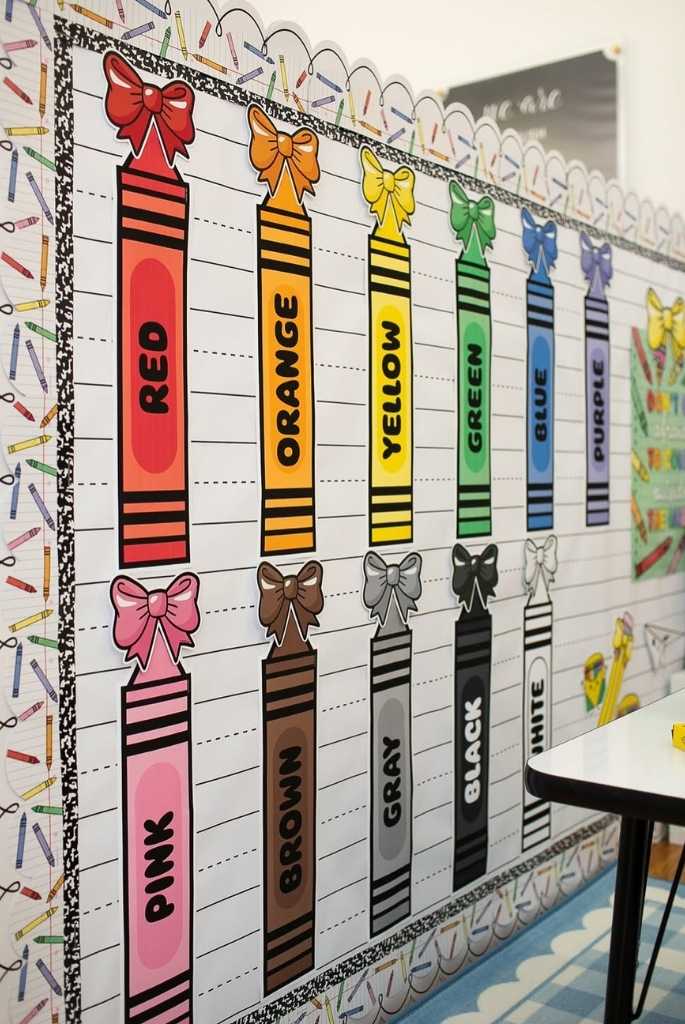Crayon-Themed Color Chart Wall