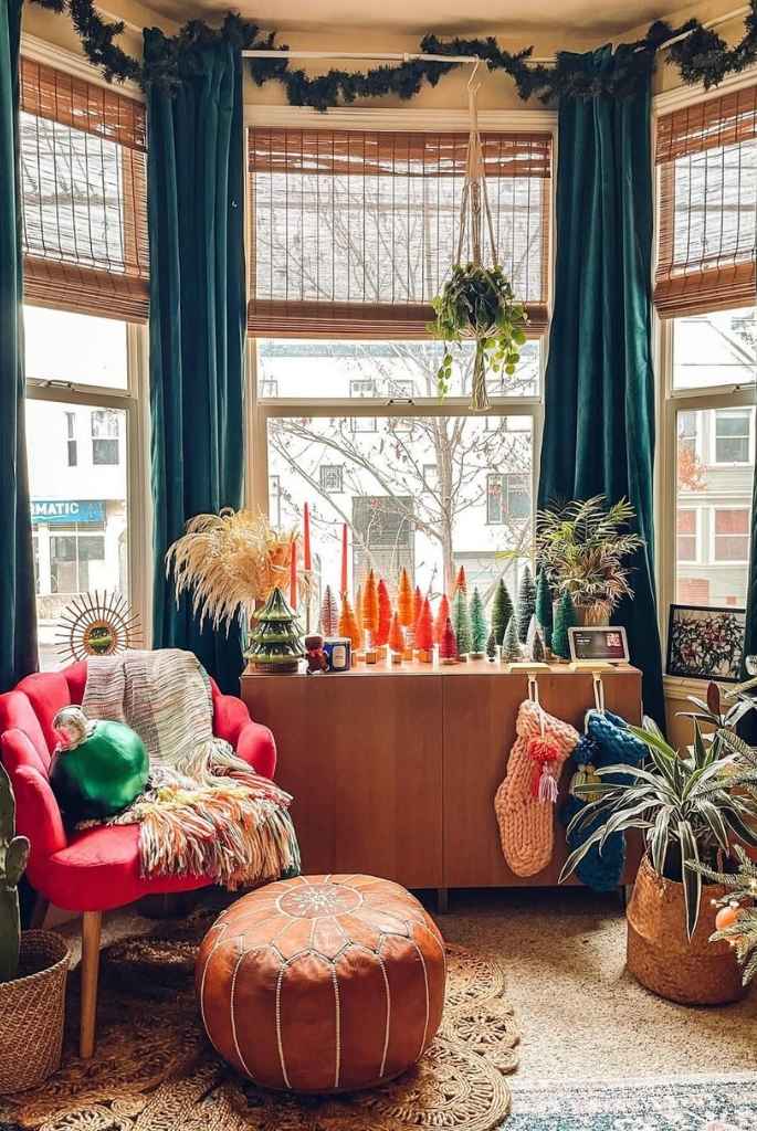 Festive Bay Window Reading Nook