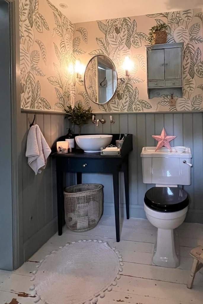 Leafy Cottage Bathroom Corner