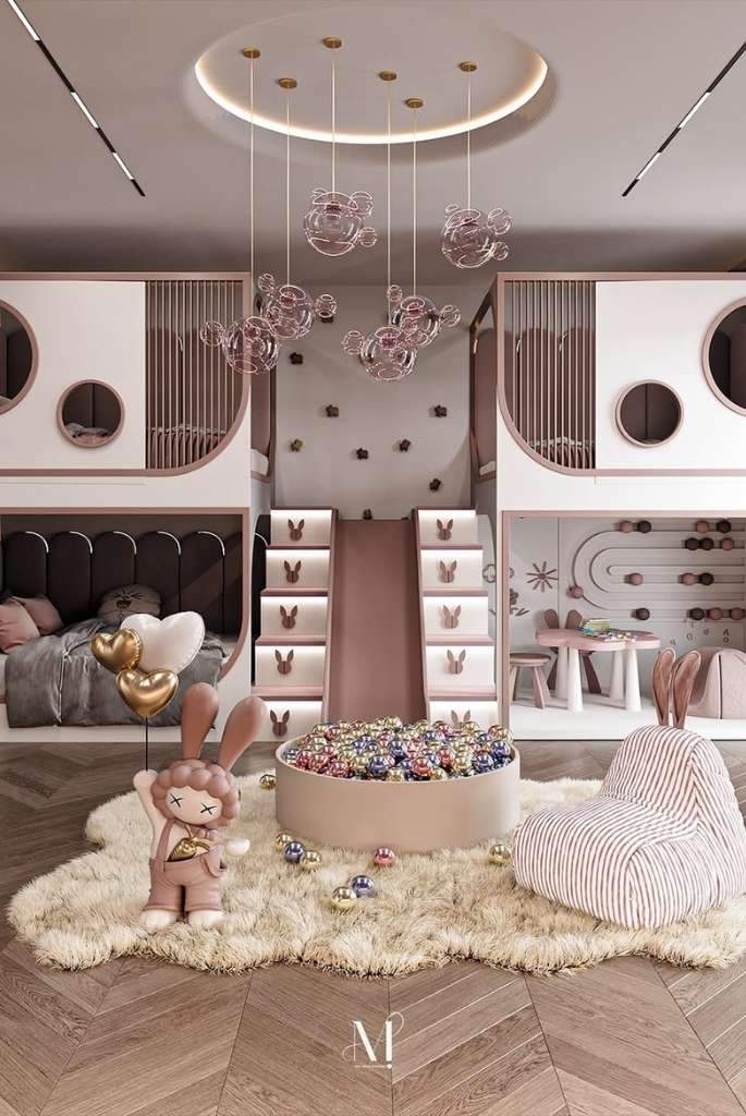  Luxe Bunny-Themed Play Loft with Slide