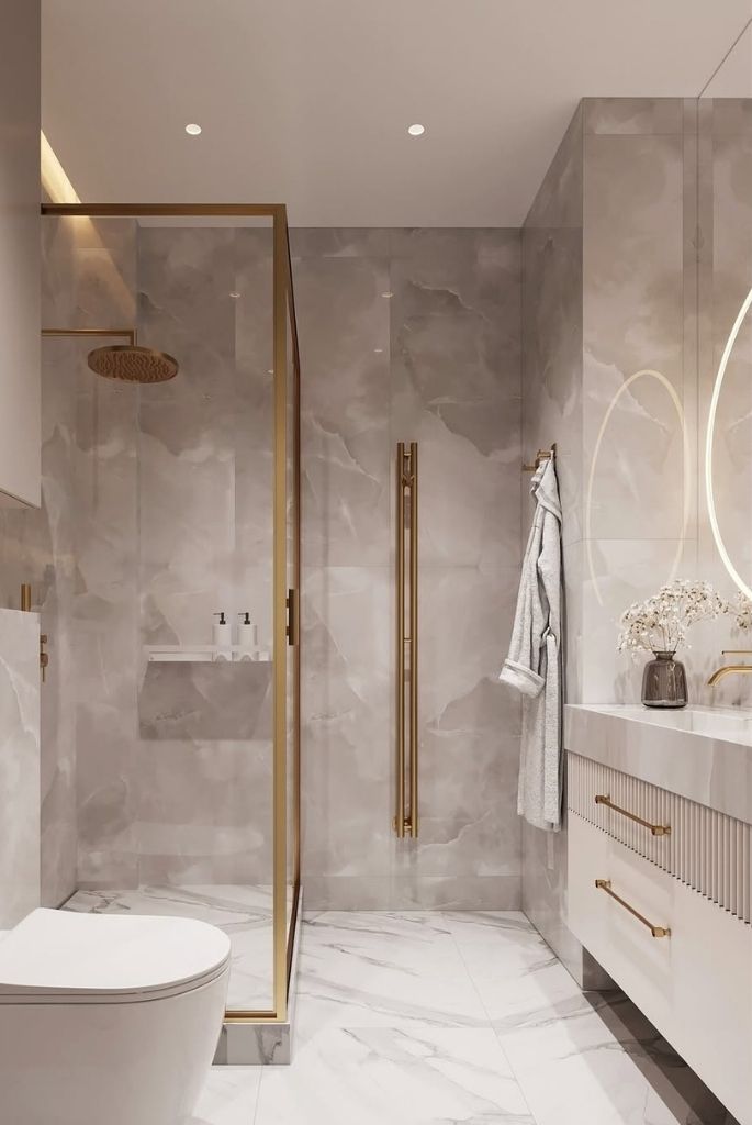Marble Gold Glow Bathroom