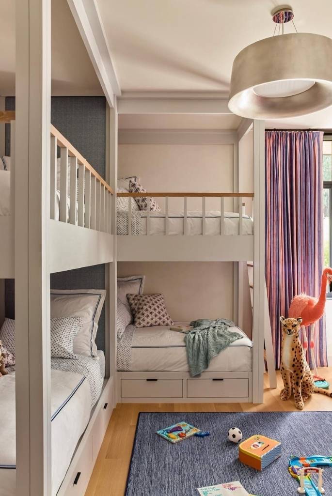 Modern Quad Bunk Bed Playroom Setup