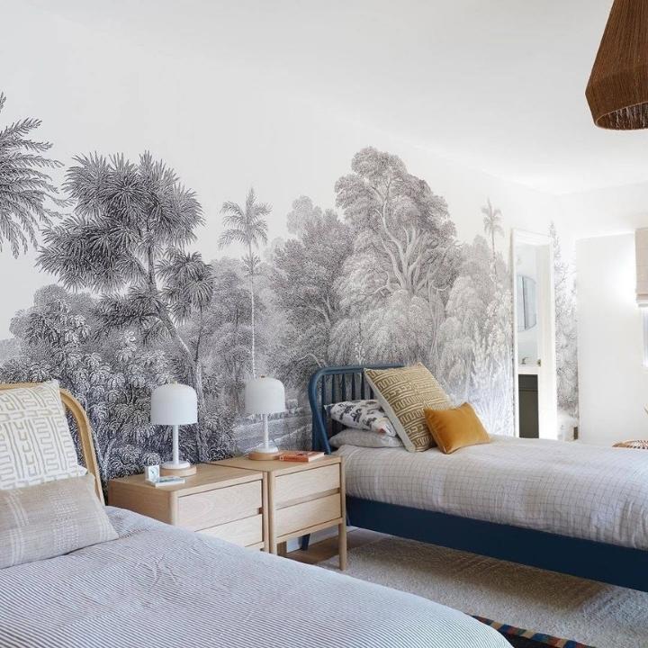 Monochrome Mural Shared Room 