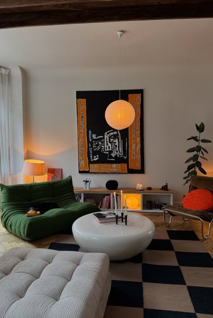 Moody Living Room with Retro Accents