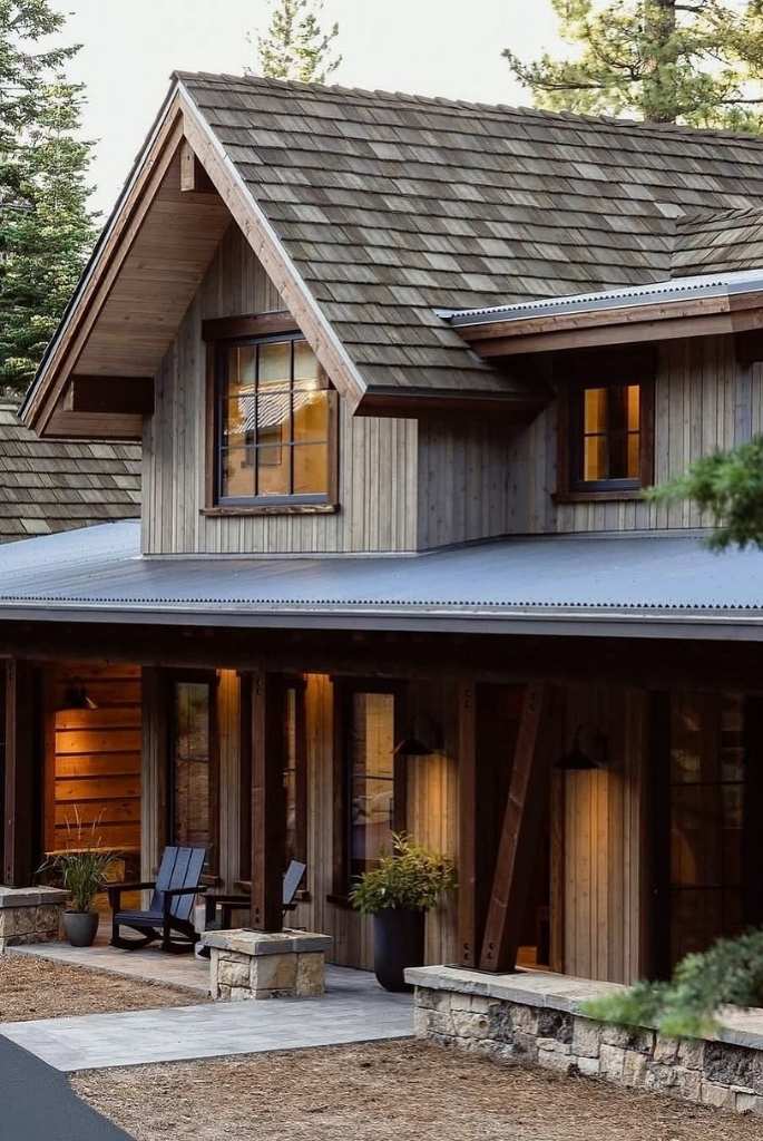 Natural Wood and Stone Cabin Exterior