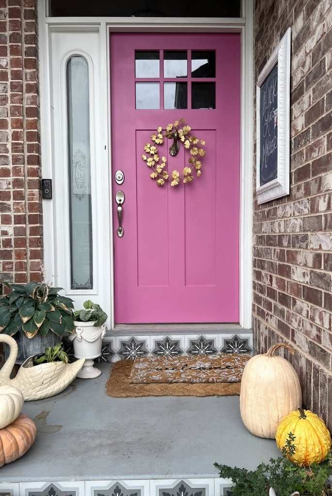 Pumpkin Porch with a Pop of Pink