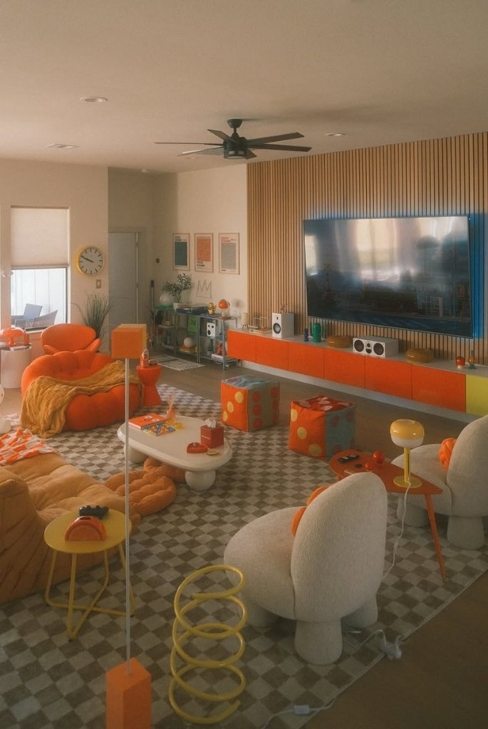 Retro Playroom-Style Living Space