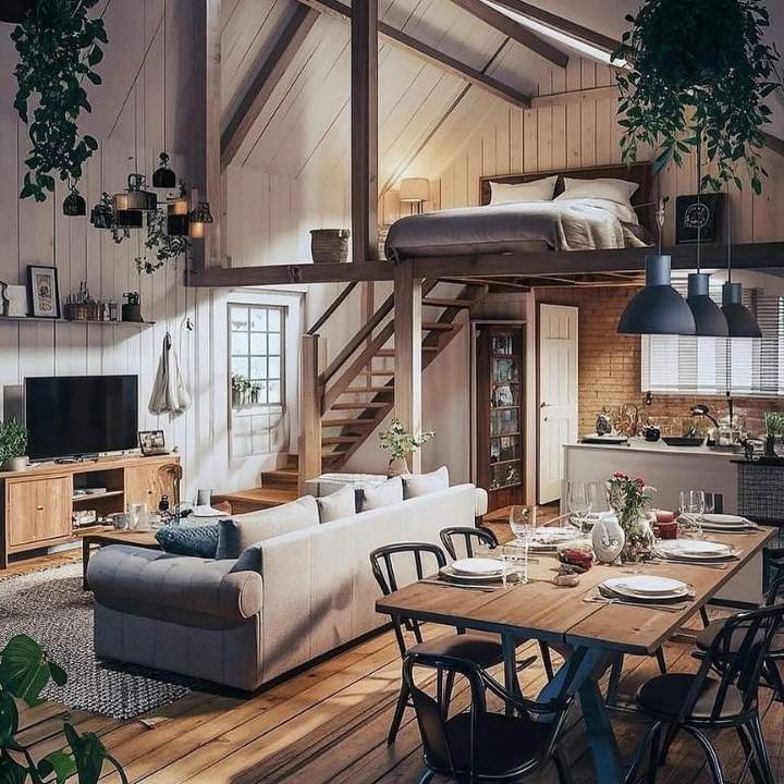 Rustic Loft Apartment with Open-Plan Warmth