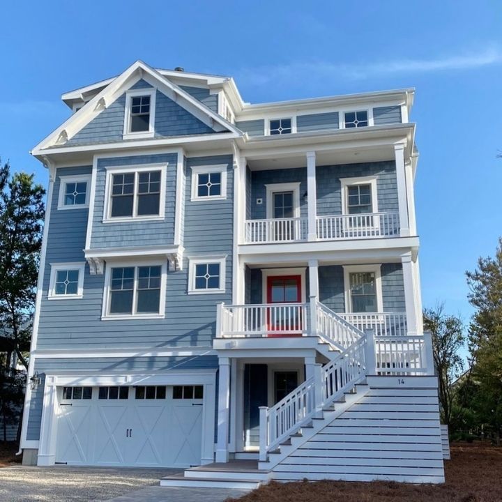 Sky Blue and White Trim Exterior