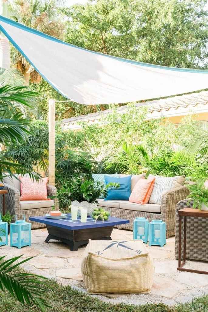 Tropical Patio Lounge with Shade Sail