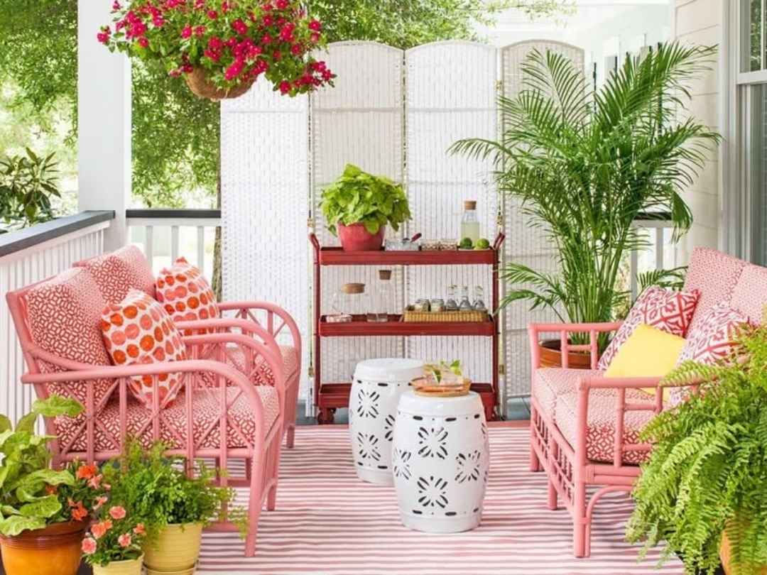 Vibrant Front Porch Garden Lounge