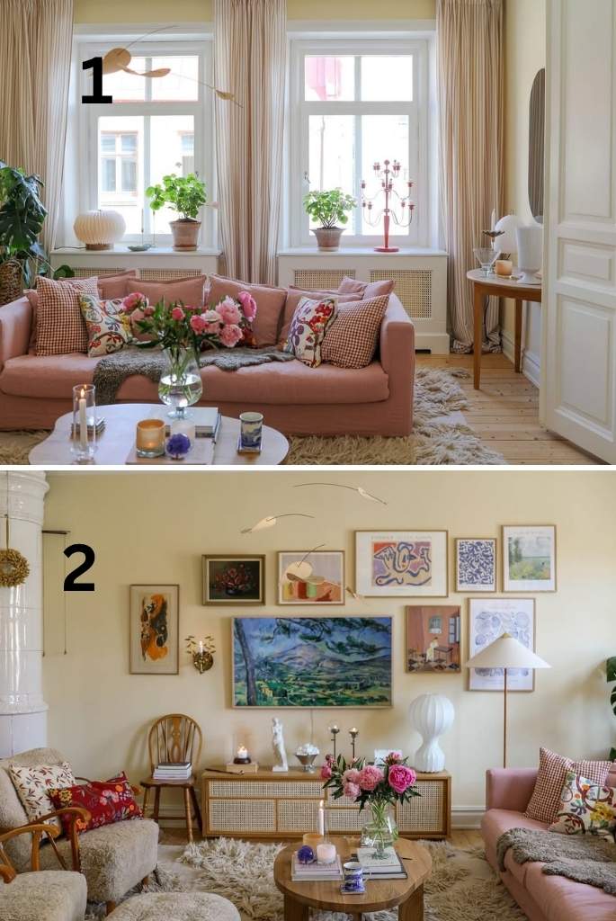 Vintage-Inspired Layered Living Room