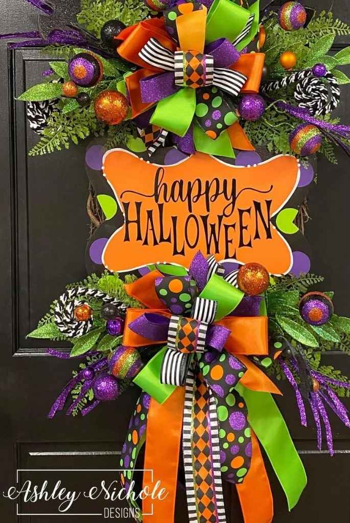 Whimsical Halloween Bow Wreath