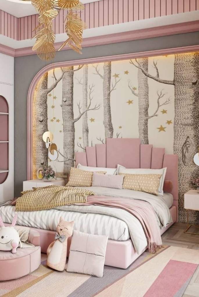 Woodland Princess Bed with Blush Accents