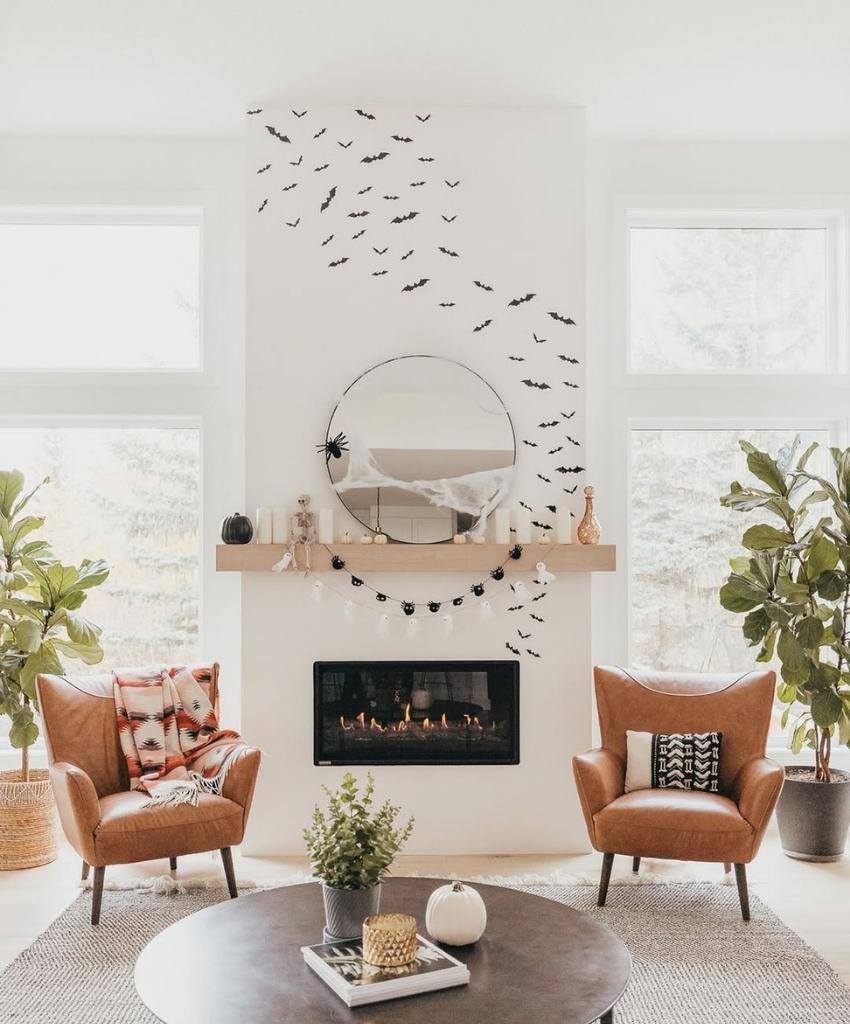Bat-Themed Mantel Decor
