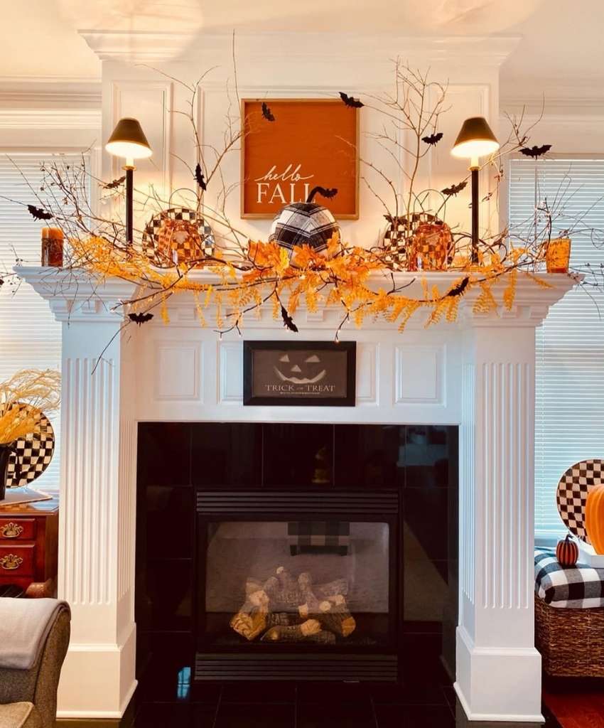 Cozy Fall-Inspired Halloween Mantel Decor