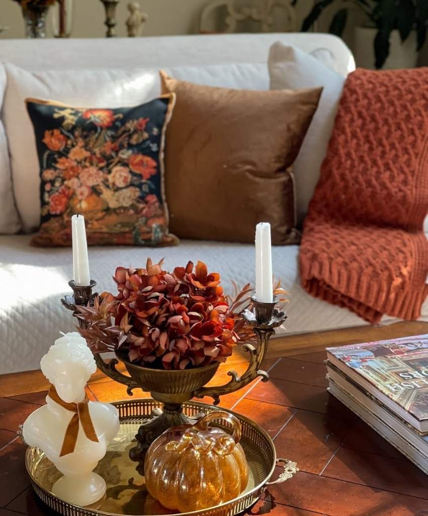 Elegant Fall Coffee Table Display