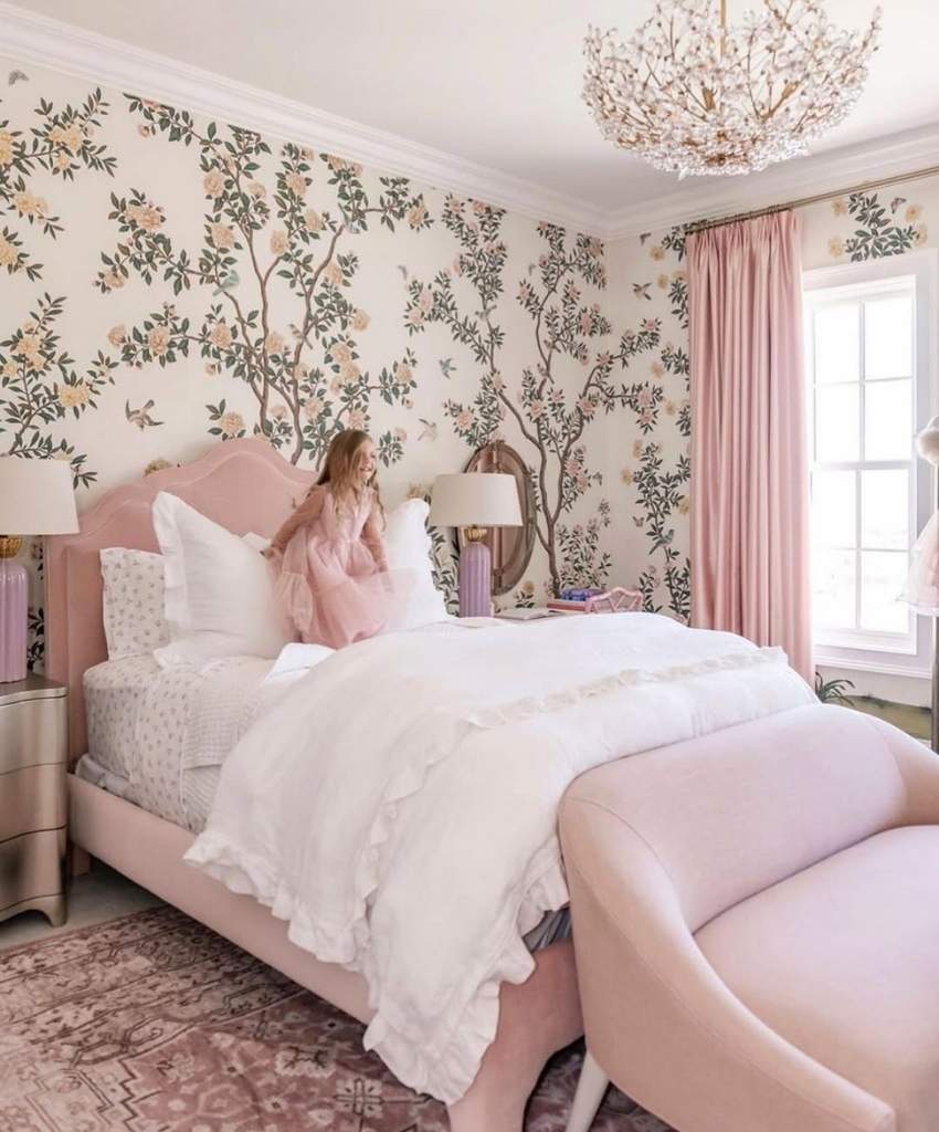 Elegant Pink Garden Bedroom