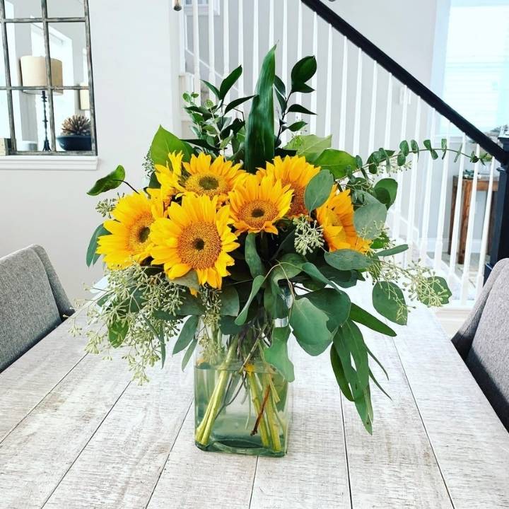 Elegant Sunflower and Greenery Centerpiece