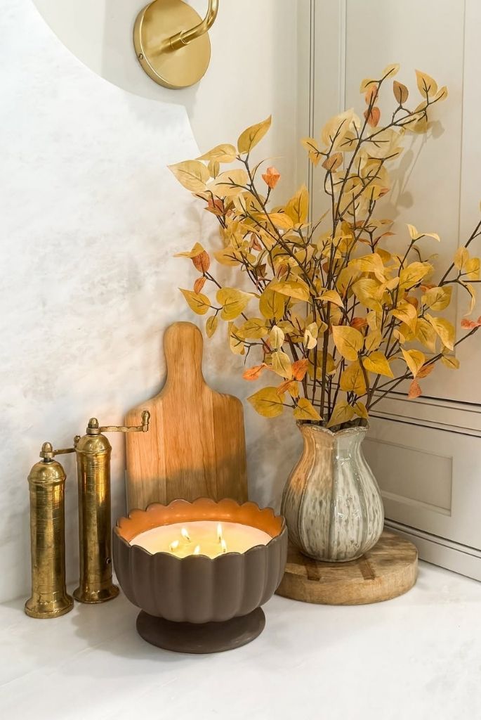 Fall-Inspired Candle and Rustic Decor Set