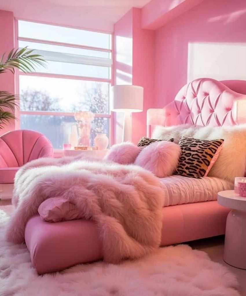 Glam Pink Fur Bedroom