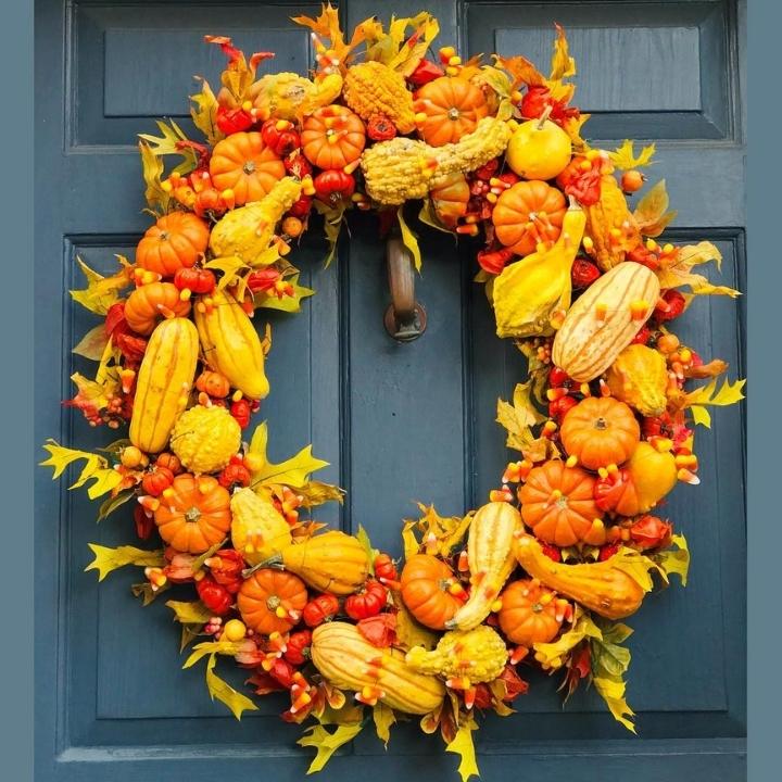 Golden Gourd Harvest Wreath