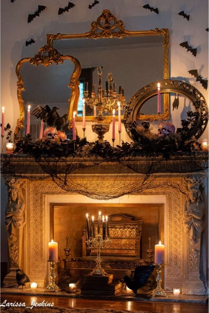 Gothic Charm Halloween Mantel Decor