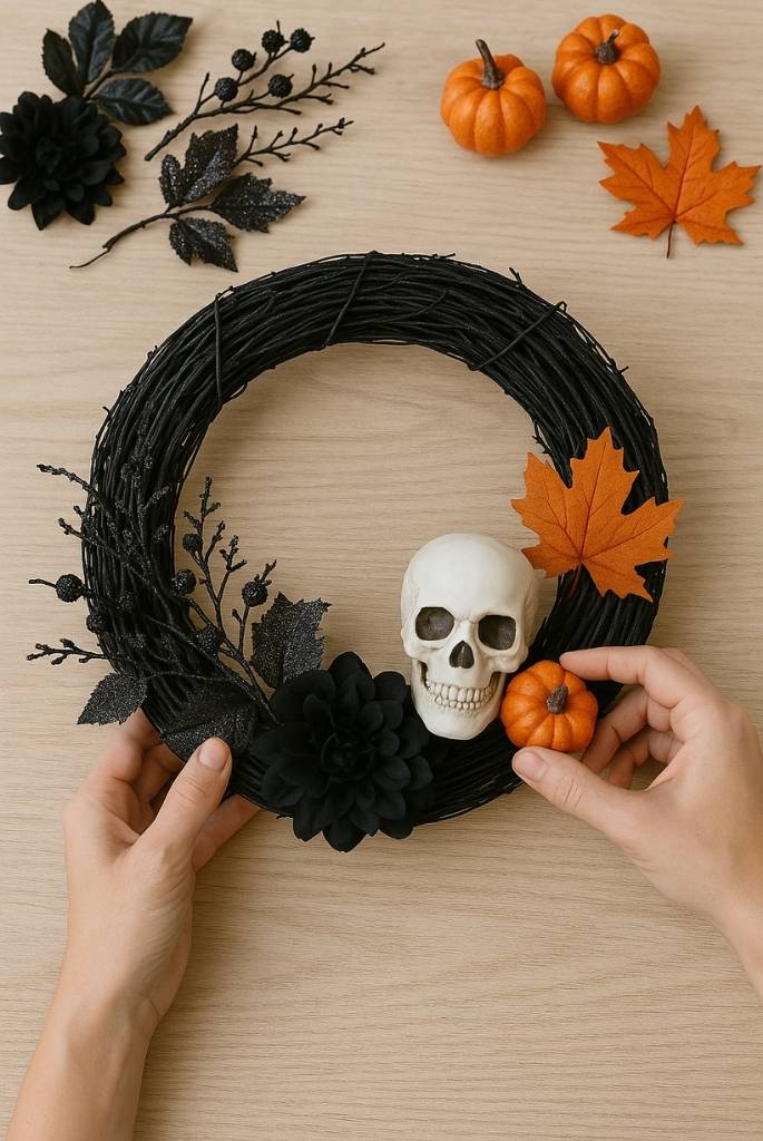 Halloween Door Wreath layout