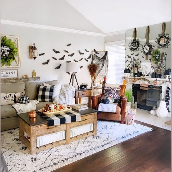 Halloween Living Room with Rustic Touches