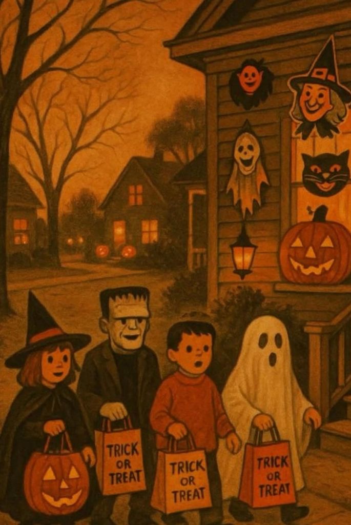 Retro Trick-or-Treat Illustration