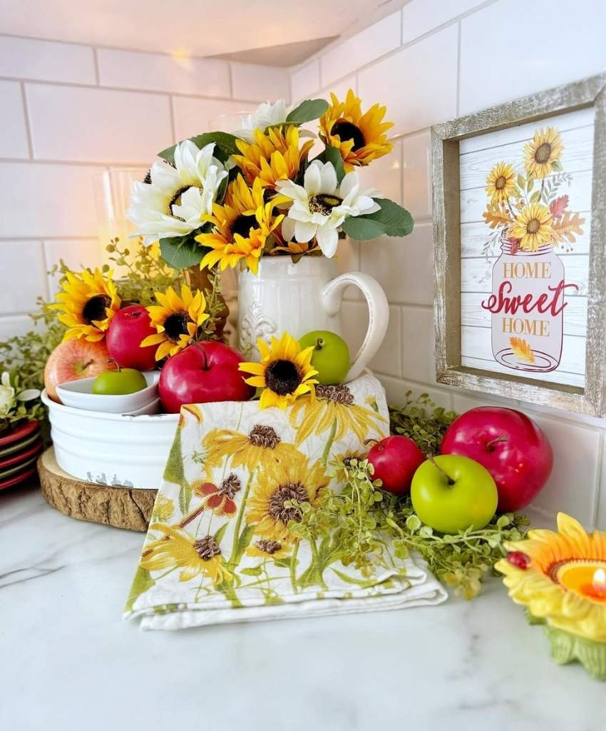 Sunflower and Apple Kitchen Corner