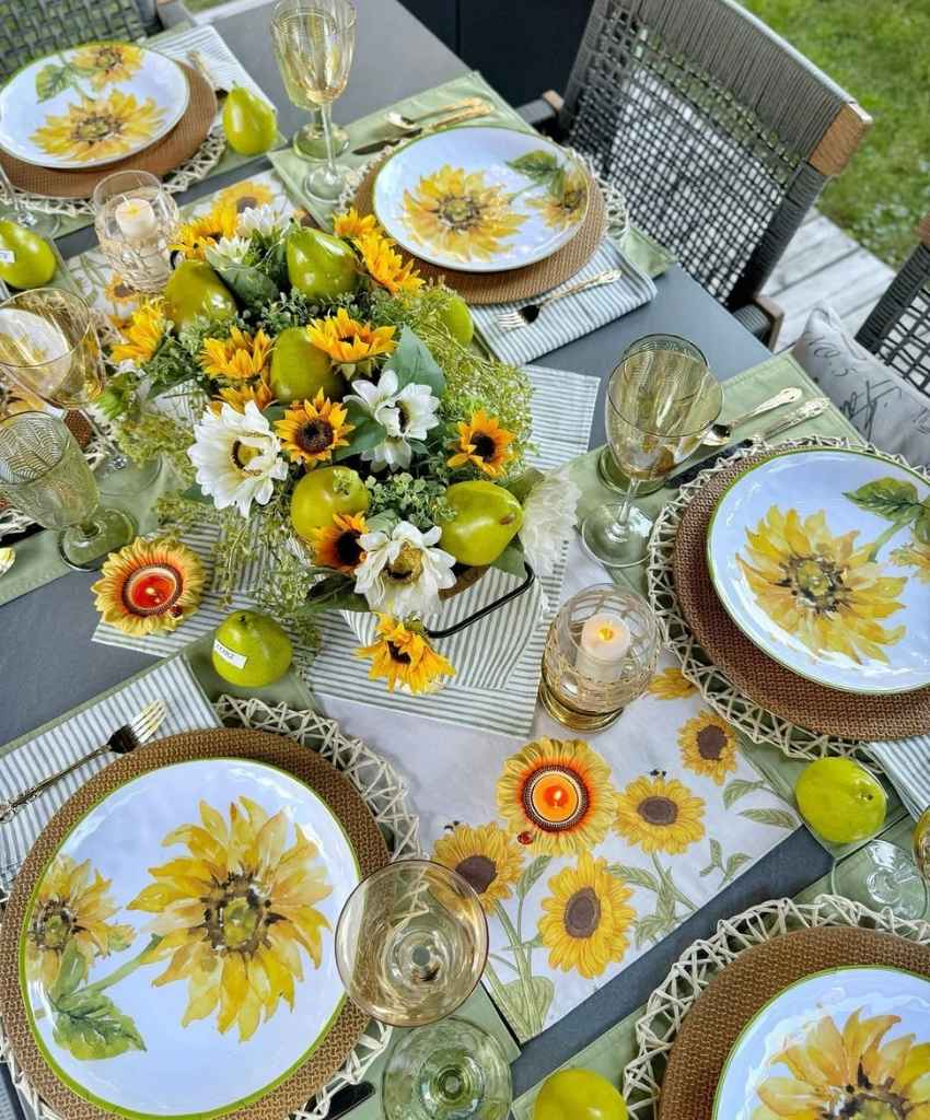 Sunflower and Pear Table Arrangement