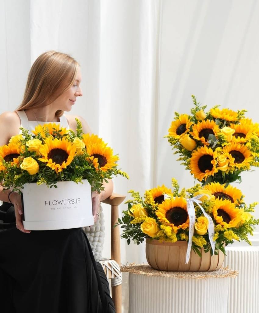 Sunflower and Yellow Rose Gift Baskets