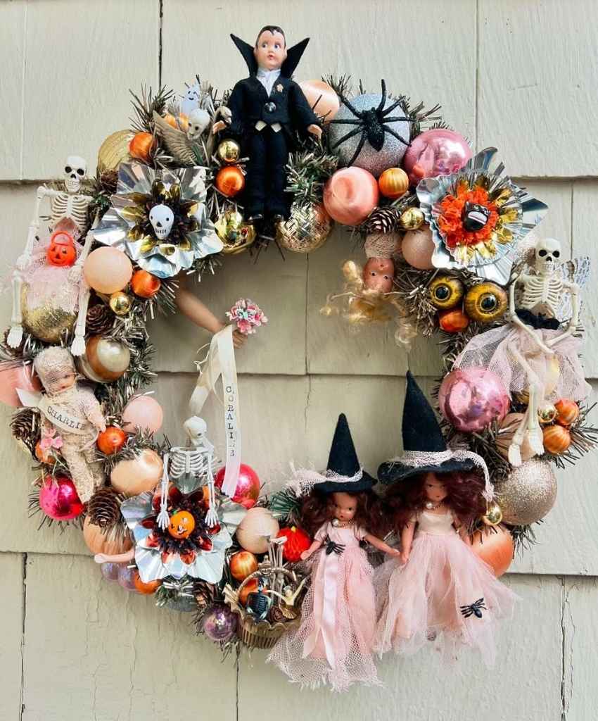 Vintage Dollhouse Halloween Wreath