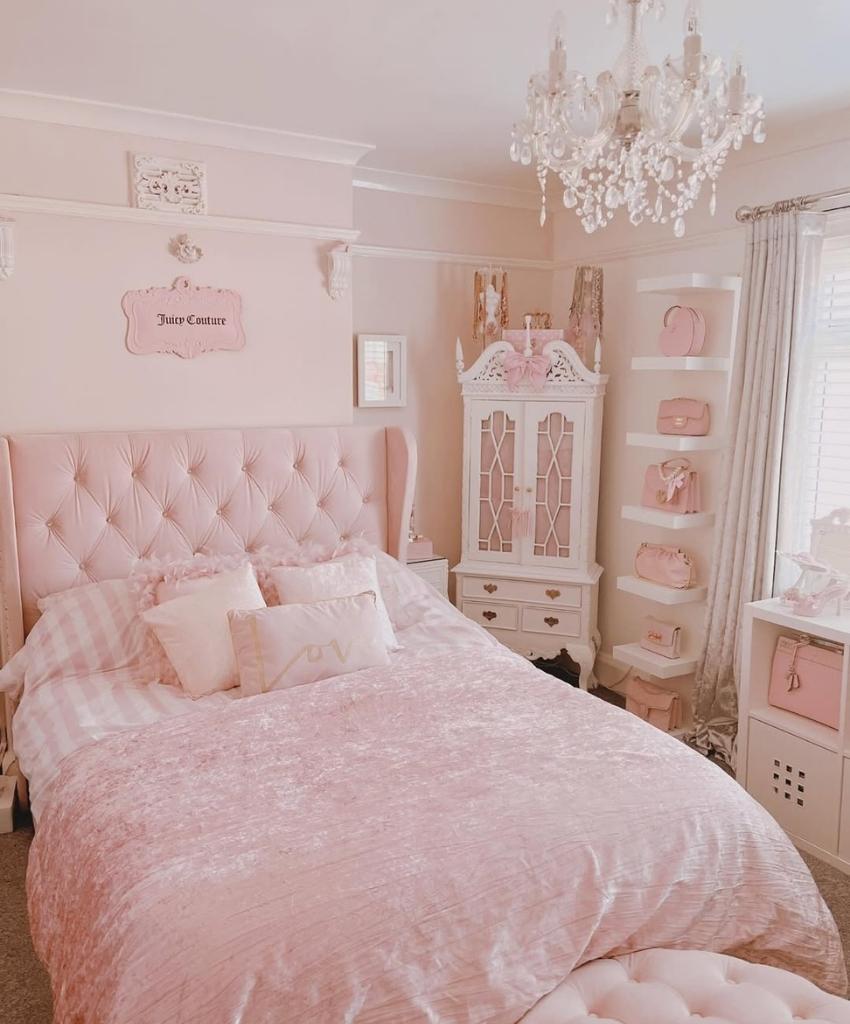 Vintage Glam Pink Bedroom