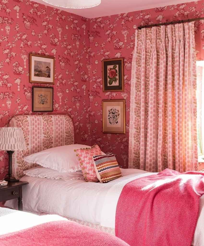 Vintage Pink Floral Bedroom