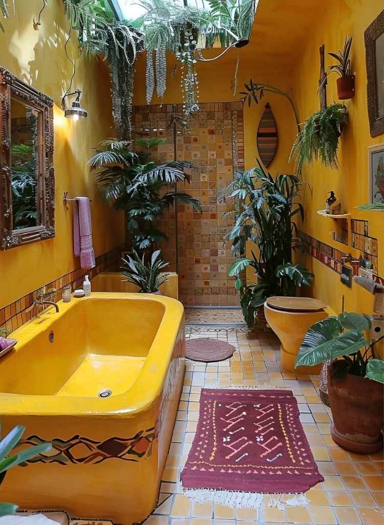 Bohemian Yellow Jungle Bathroom
