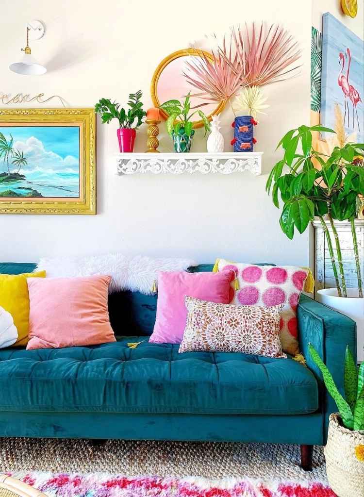 Colorful Cottage Living Room with Bold Accents