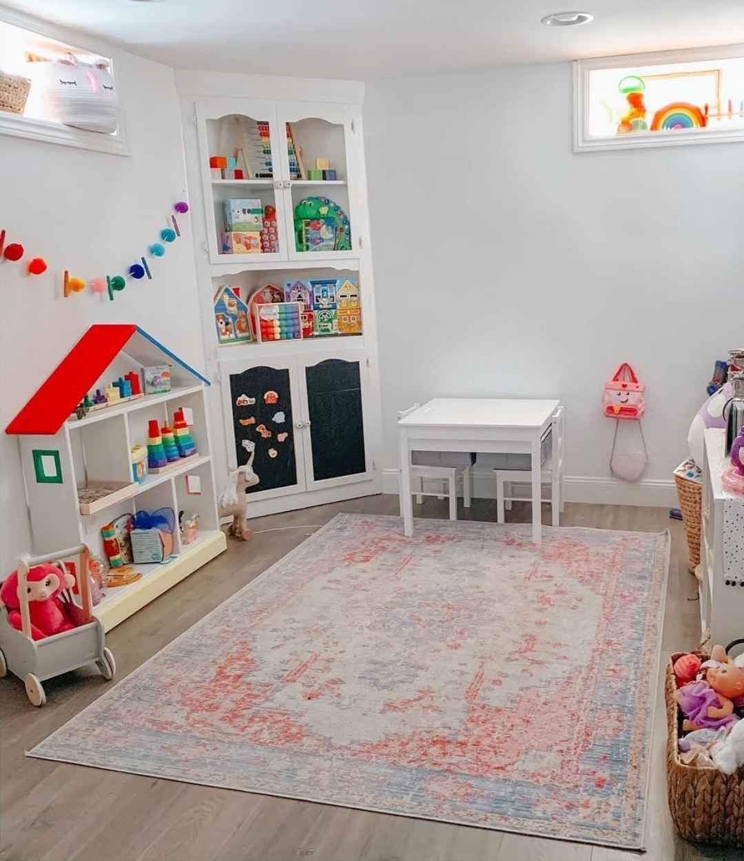 Colorful Playroom with Storage Shelves