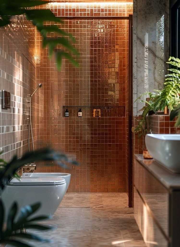 Copper Glow Bathroom