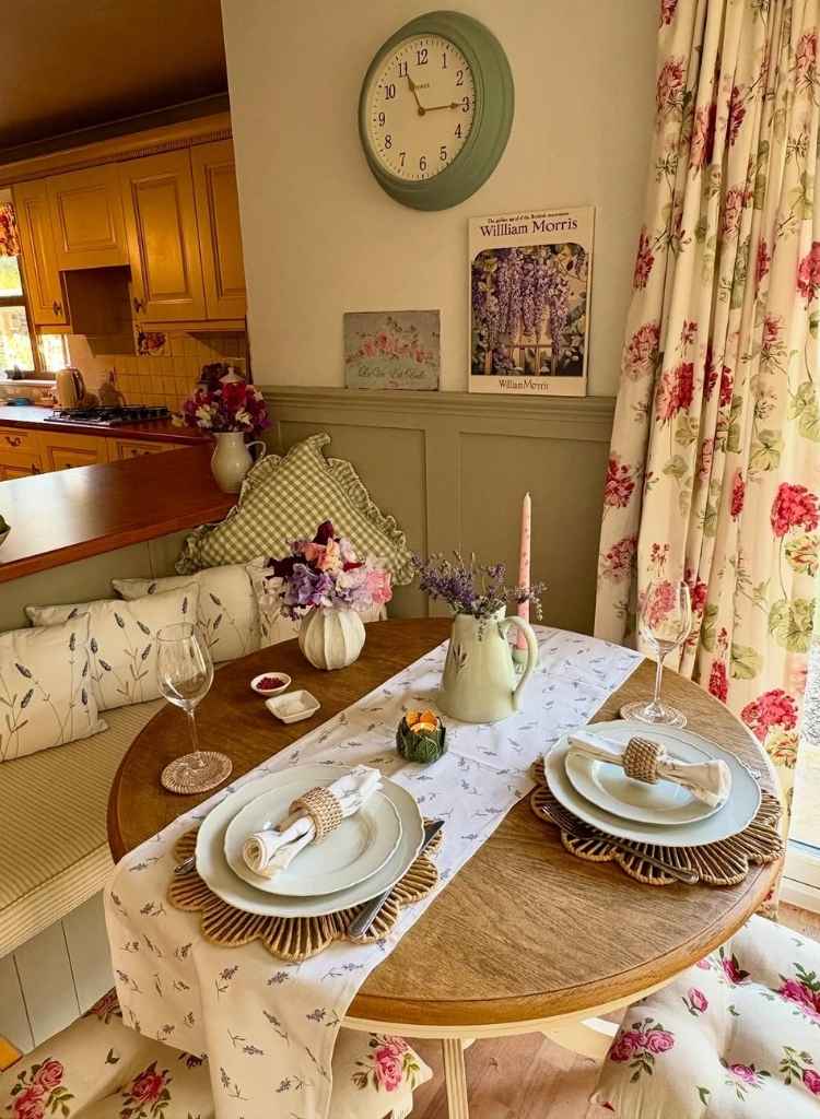 Cottage Dining Nook with Floral Charm