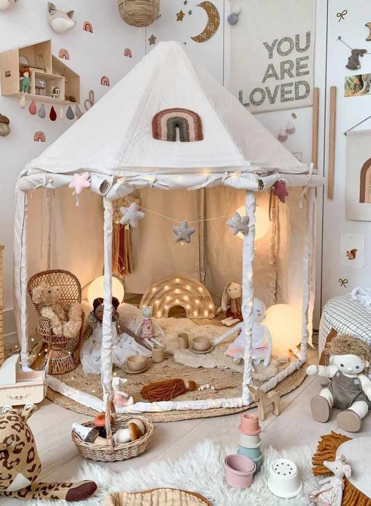 Cozy Playroom Tent with Rainbow Decor