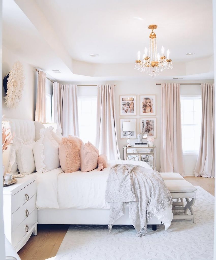 Elegant White and Blush Bedroom