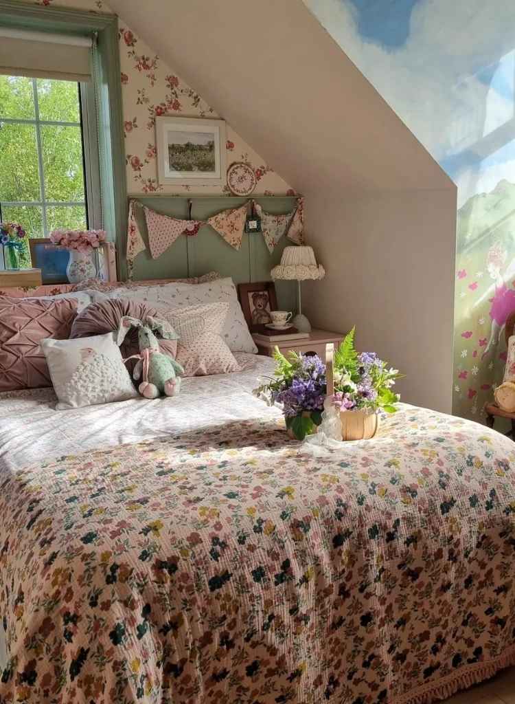 Floral Cottage Attic Bedroom