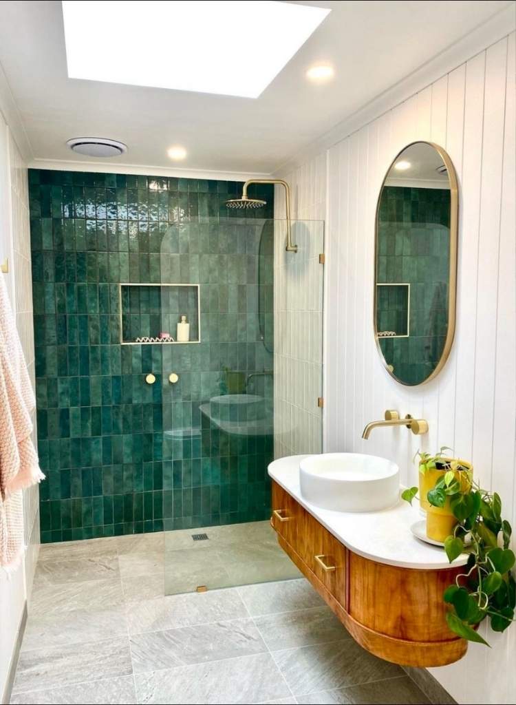 Fresh Green Tile Bathroom