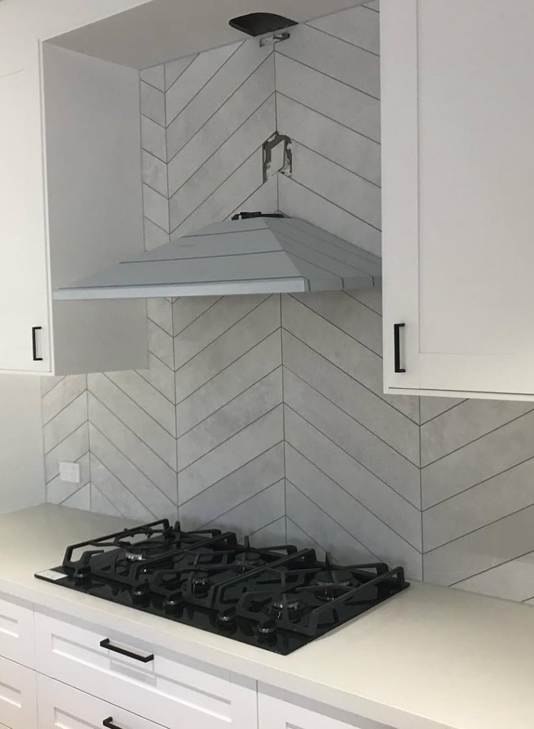 Gray Chevron Tile Backsplash