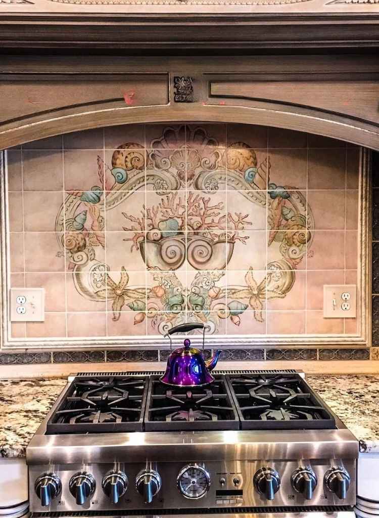 Hand-Painted Tile Mural Backsplash