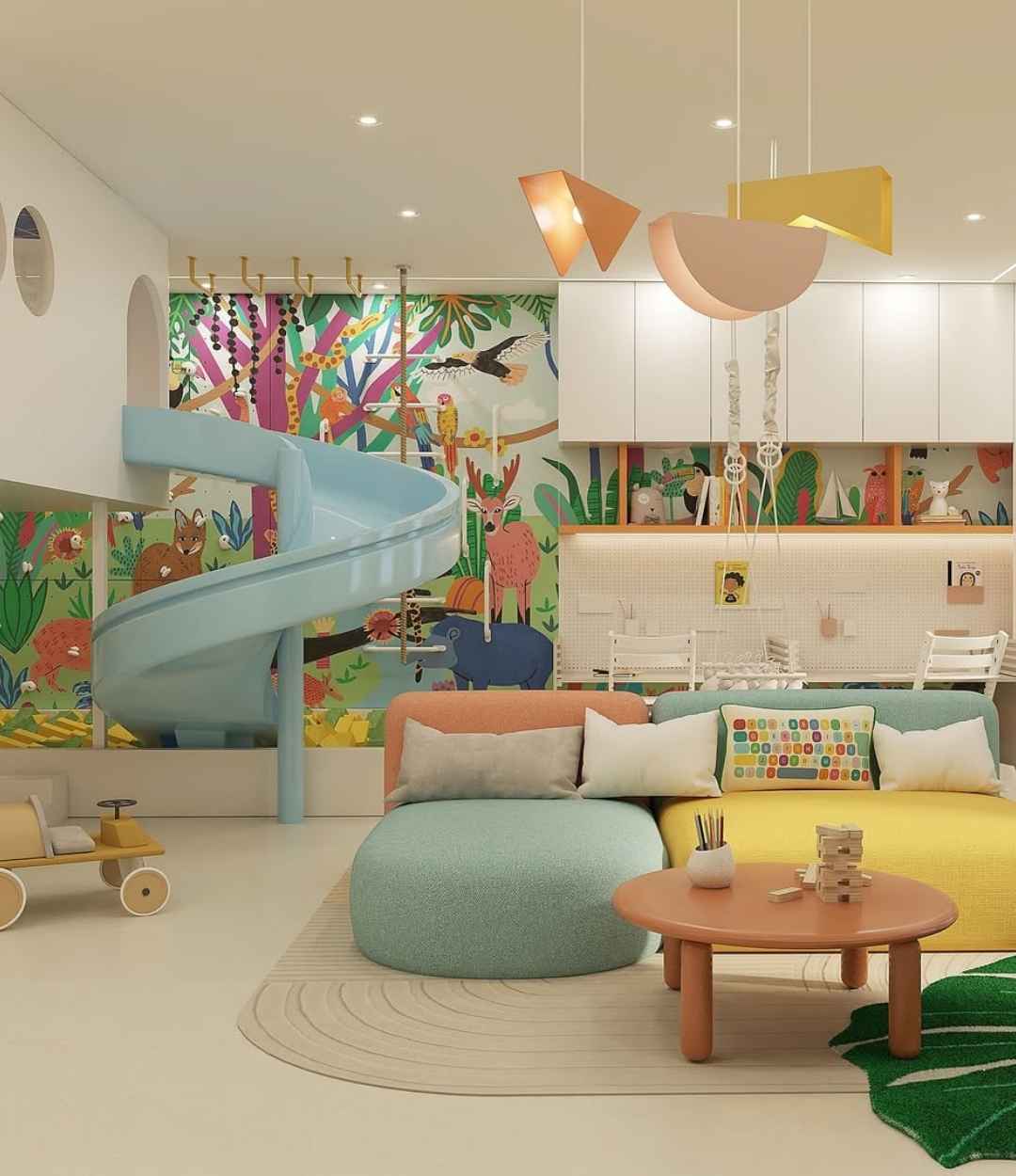 Jungle Adventure Playroom with Slide