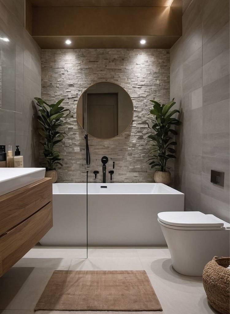 Modern Stone Accent Bathroom